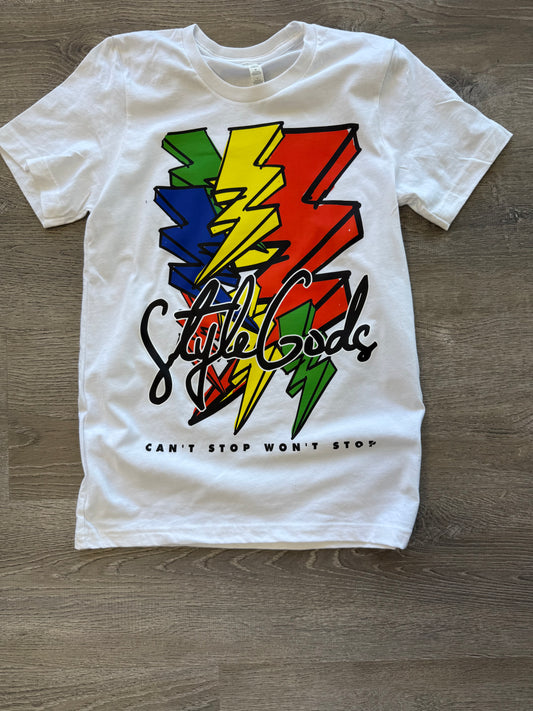 StyleGods Bolt T Shirt - White\Multi