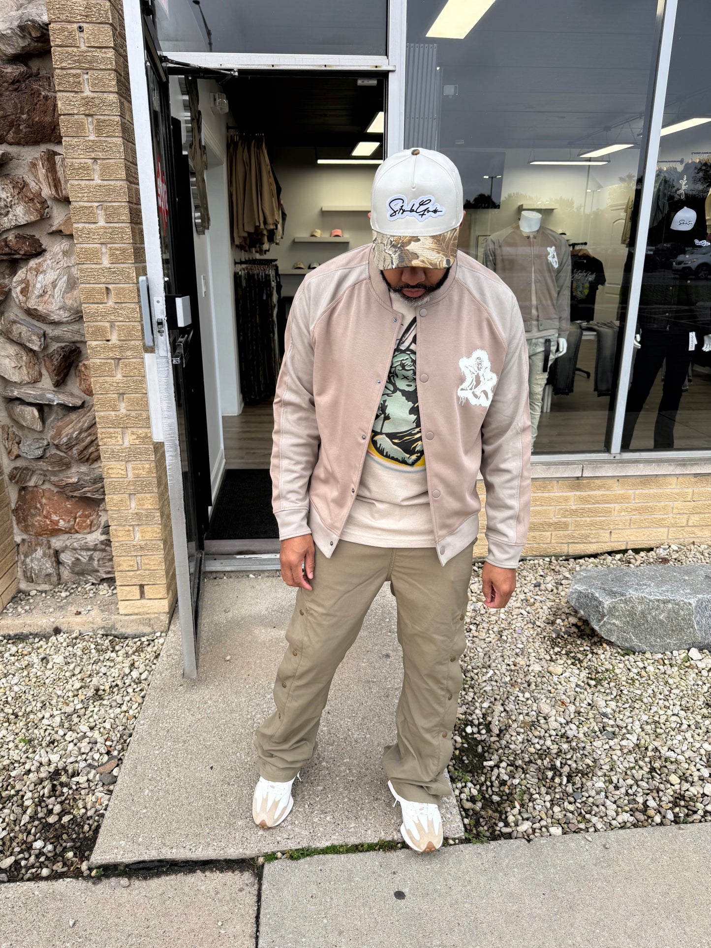 StyleGods Style Track Jacket - Olive\Tan\White