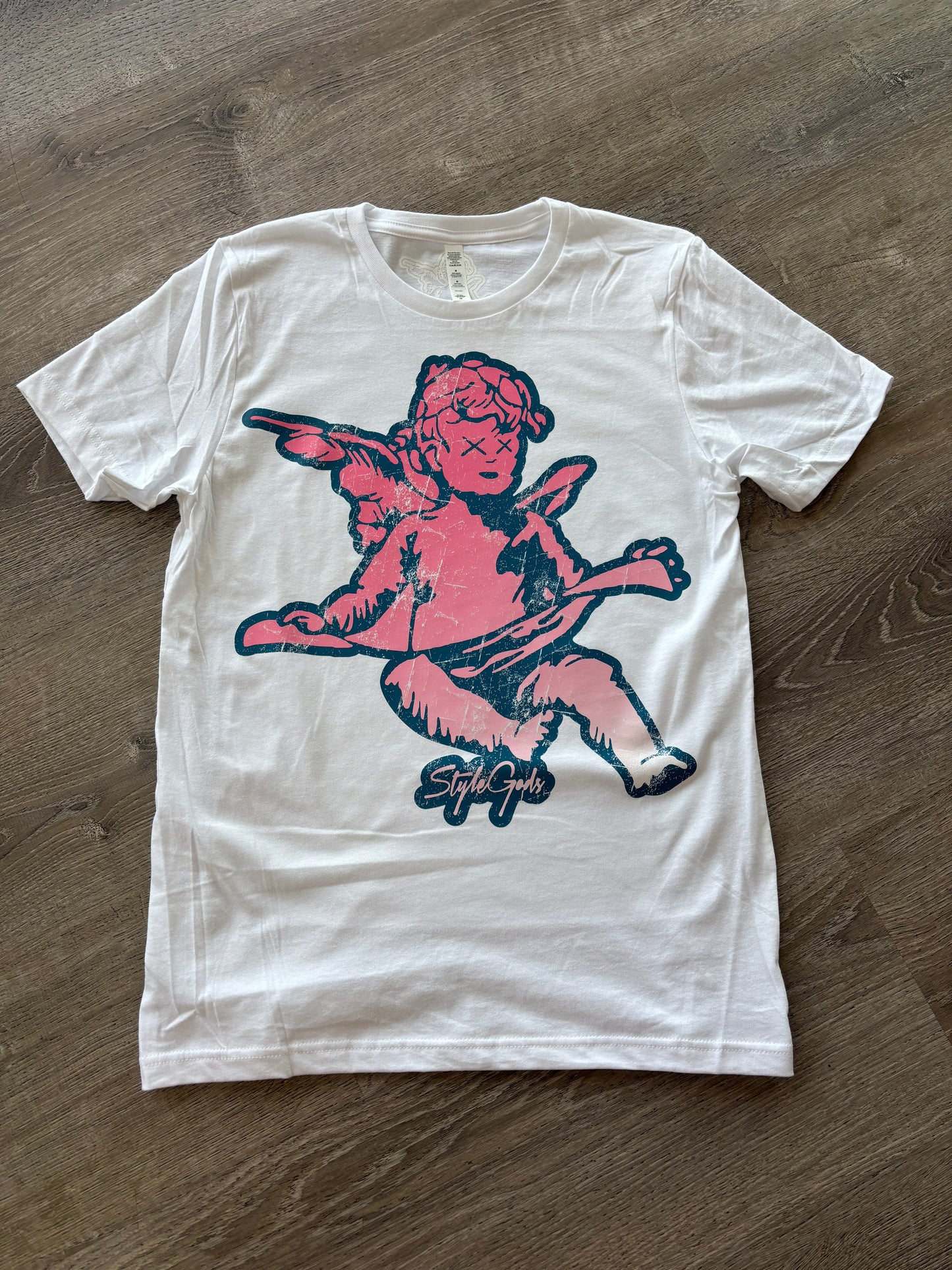 StyleGods Jumbo Angel T Shirt White\Pink\ Navy