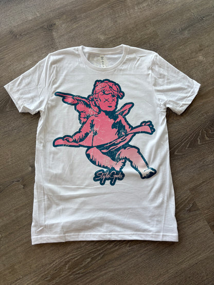 StyleGods Jumbo Angel T Shirt White\Pink\ Navy