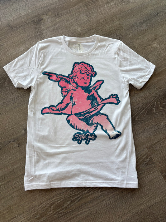 StyleGods Jumbo Angel T Shirt White\Pink\ Navy