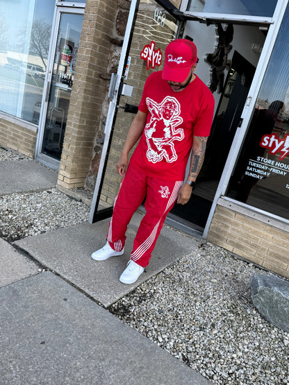 StyleGods Angel Nylon Joggers- Red