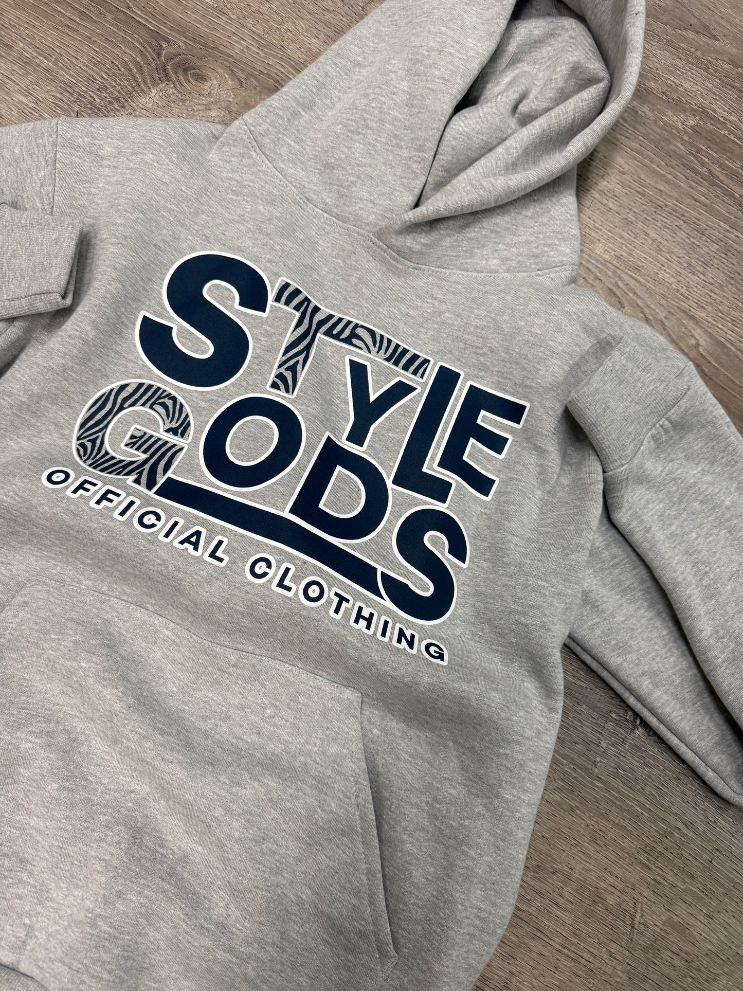 StyleGods Script Hoodie SweatShirt - Grey\Navy