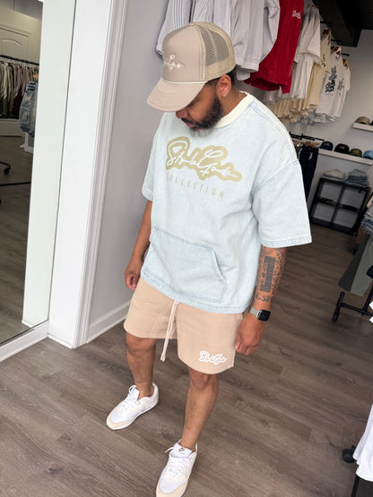 StyleGods Denim Crop Signature Script - Denim\Beige