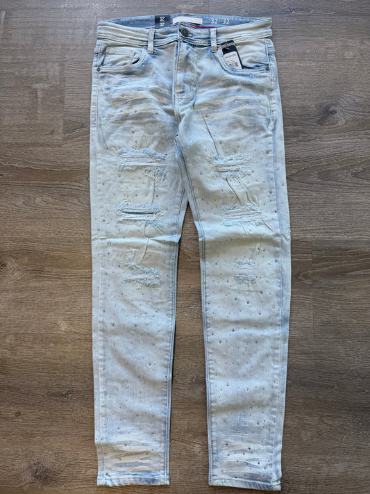 Arketype - Rip and Repair Rhinestone Denim P547 Ice Blue