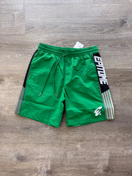 Eptm Nylon Script Shorts - Kelly Green\Grey