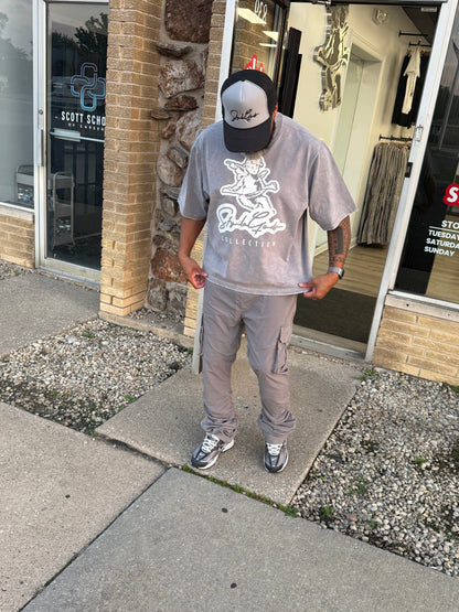 StyleGods Angel Crop T  - Vintage Grey\White