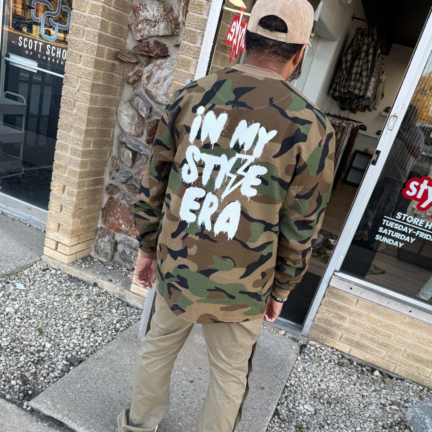 StyleGods Jesus Piece Crewneck Thermal Shirt- Camo