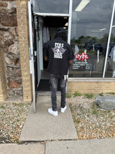 StyleGods Crop Zip up Shirt Signature Script- Black\White