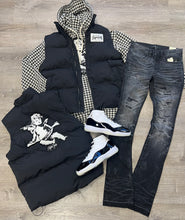 StyleGods Chenille Angel Bubble Vest - Black/White