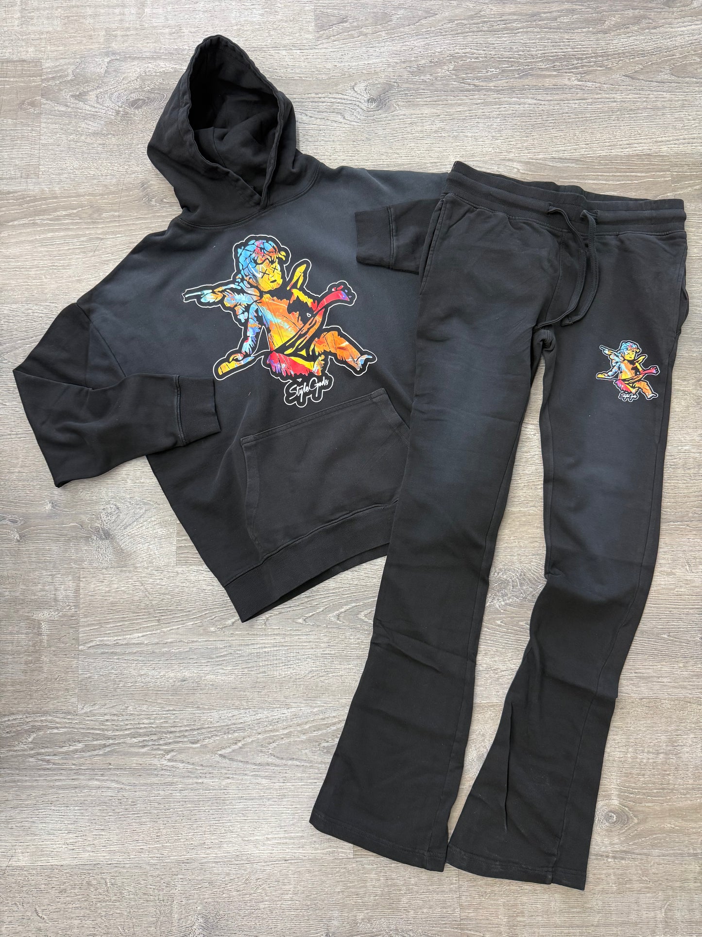 StyleGods Angel Pullover Stacked Jogging Black Clearance