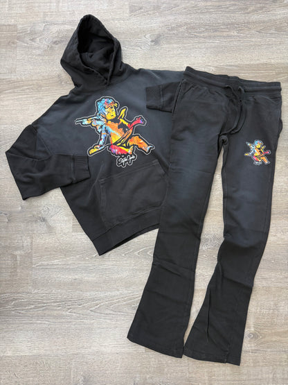 StyleGods Angel Pullover Stacked Jogging Black Clearance