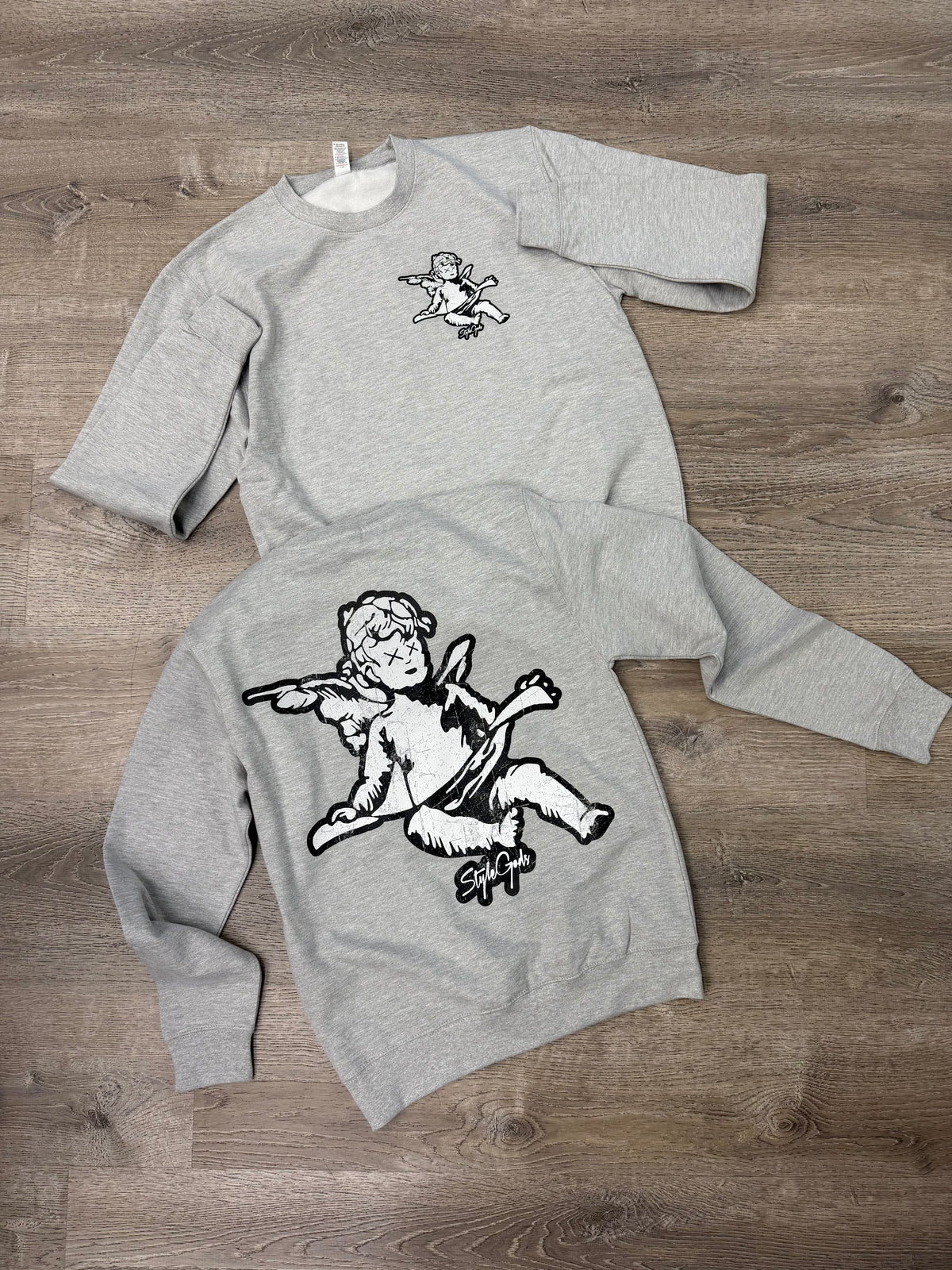 StyleGods Jumbo Angel Crewneck - Heather Grey\White\Black