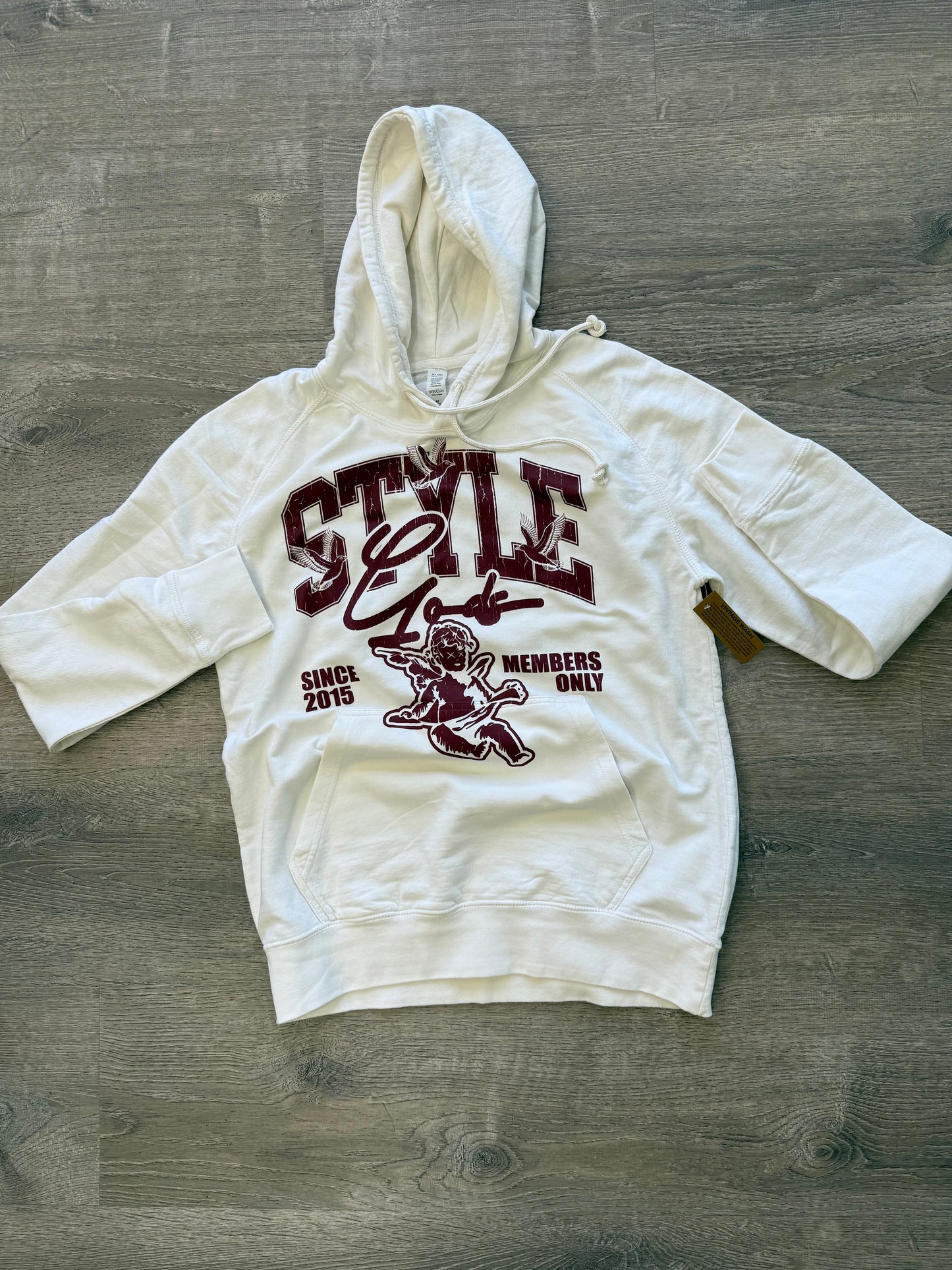 StyleGods Angel Sweater Hoodie Vintage White\Maroon Clearance