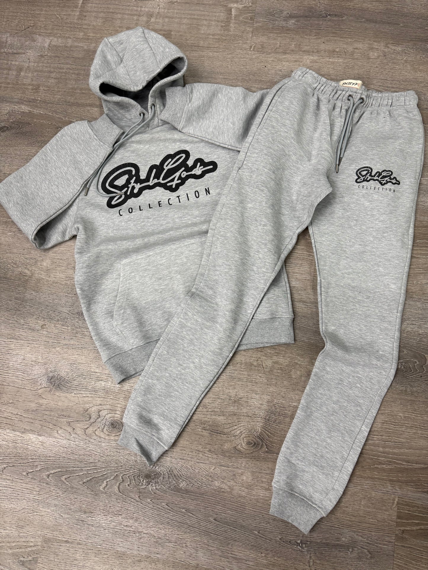 StyleGods Script Jogging Suit - Heather Grey\Black