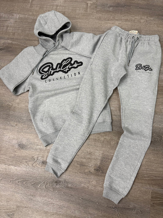 StyleGods Script Jogging Suit - Heather Grey\Black