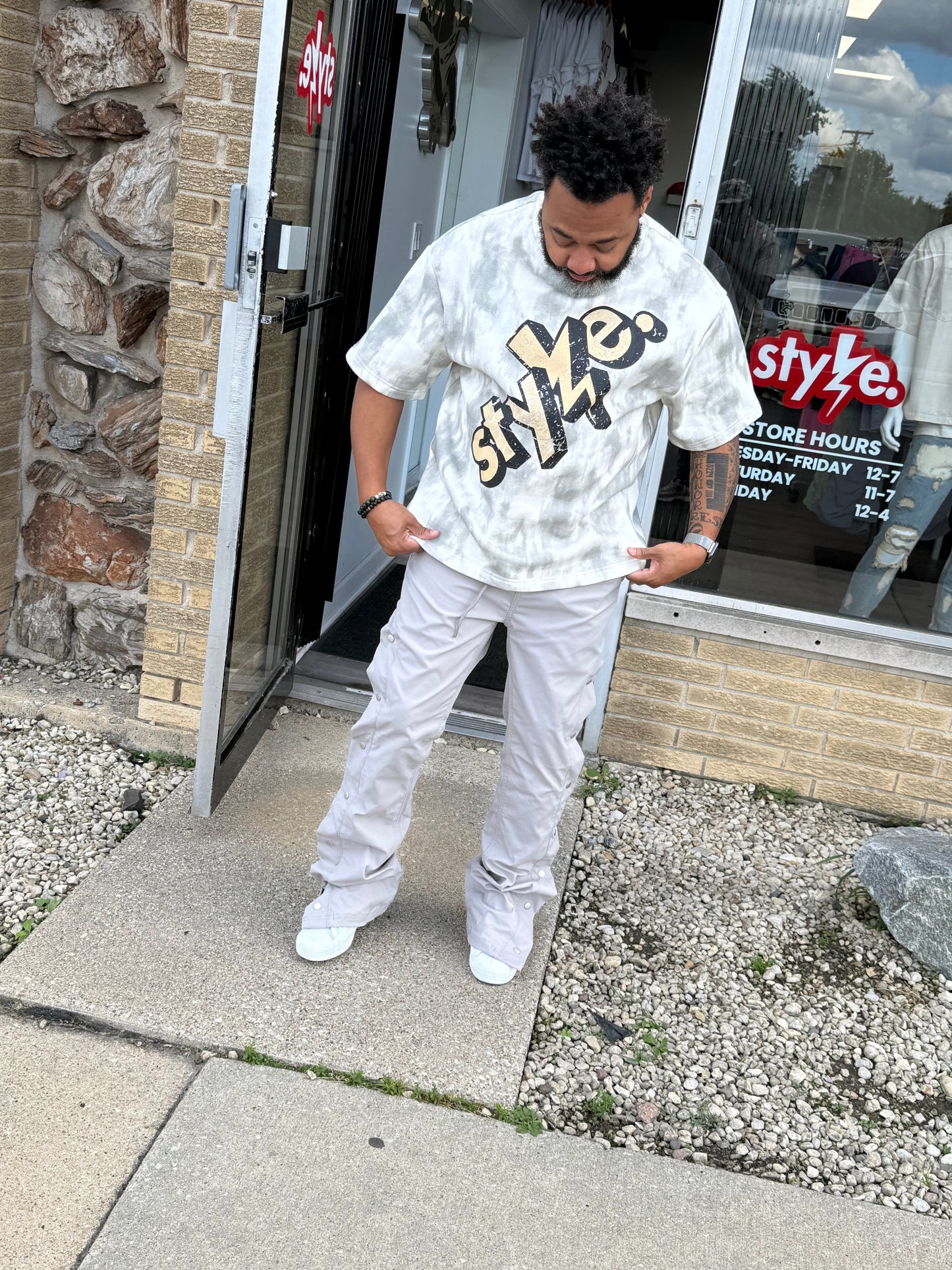 StyleGods Style Fleece Crop - Grey\Cream\Black
