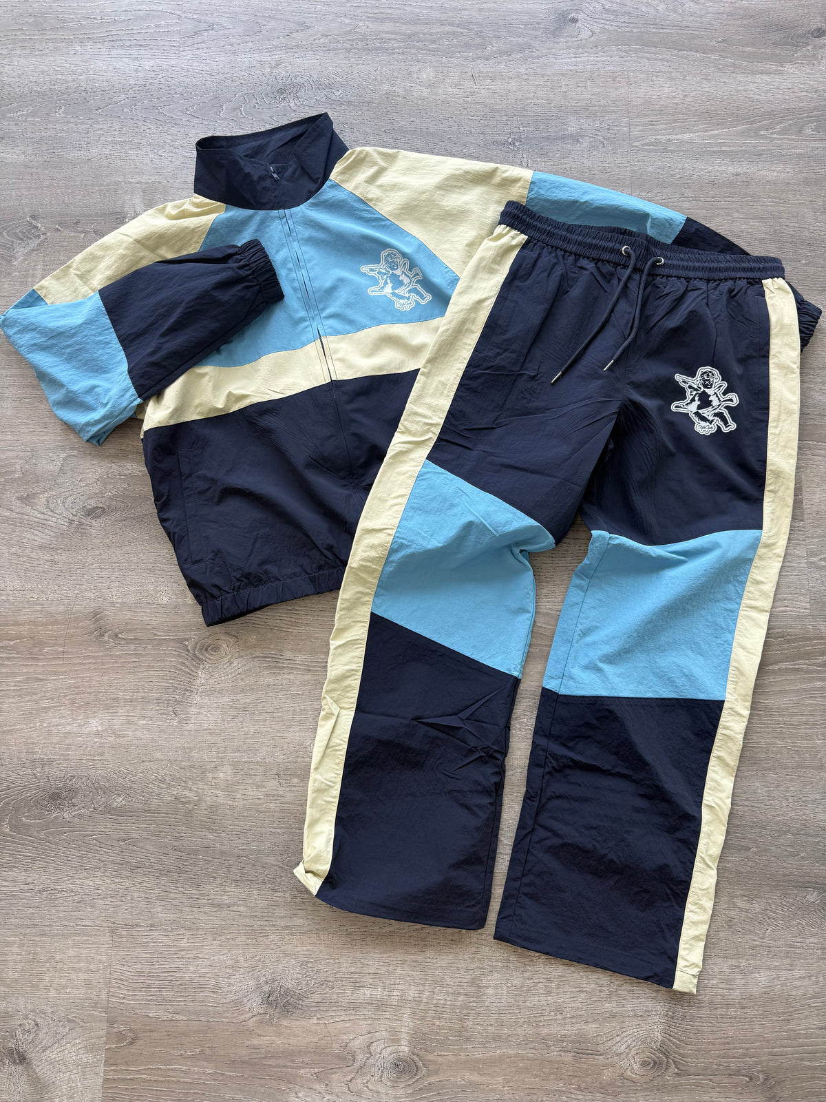 StyleGods Nylon Track Suits - Navy\Cream\Light Blue