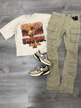 StyleGods Crop Short Sleeve Sweat Shirt - Tan\Orange