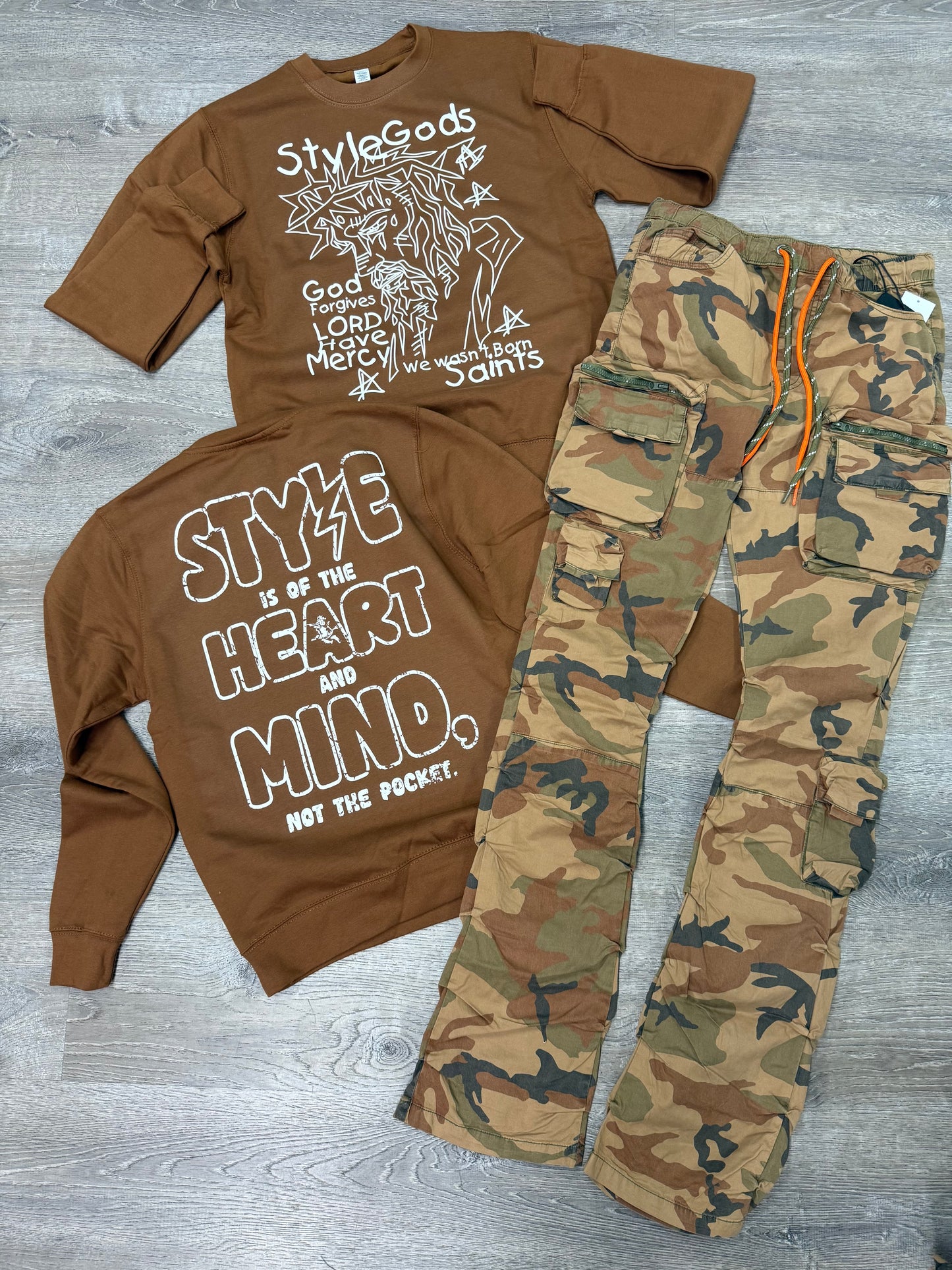 StyleGods Jesus Piece Crewneck SweatShirt - Brown