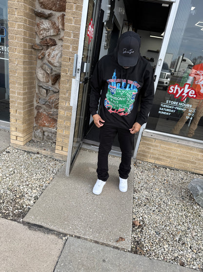 StyleGods City Hooded SweatShirt - Black Multi