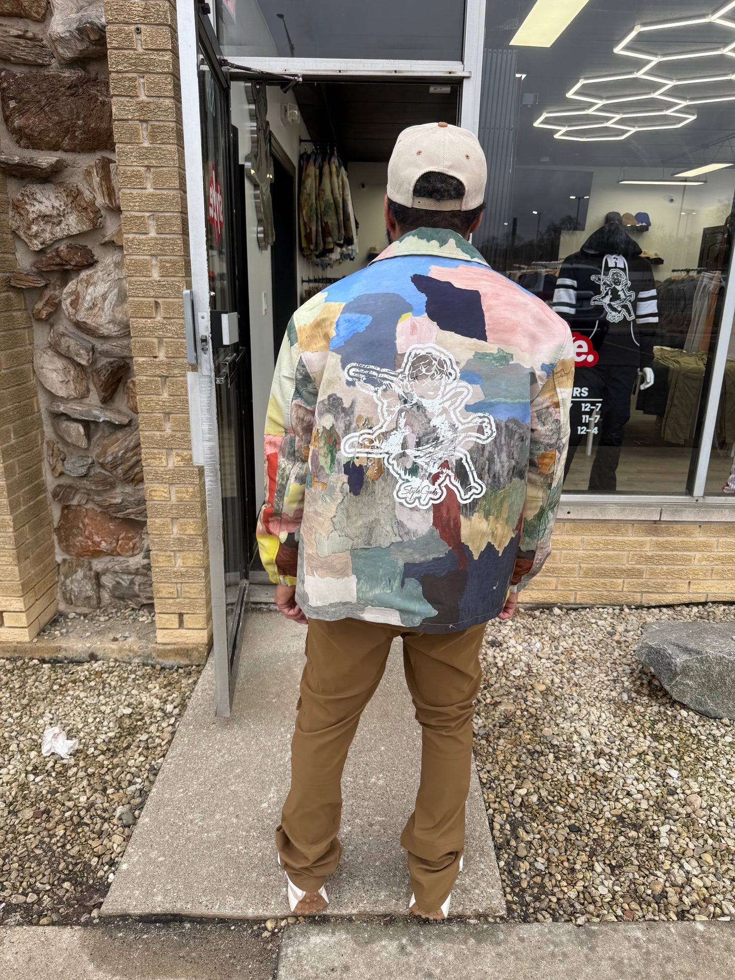 StyleGods Paint Button Up Crop - Multi