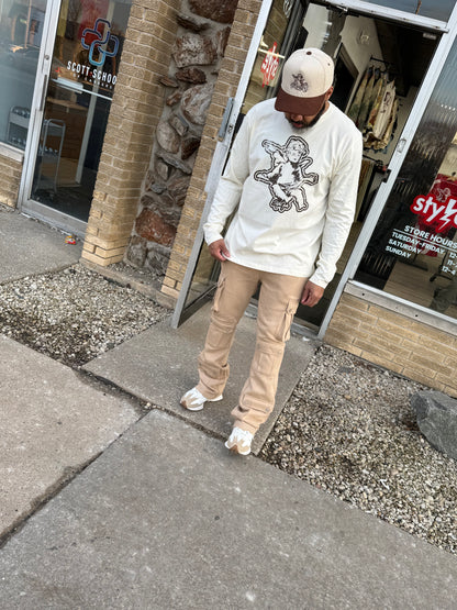 Voyage Studio Rhinestone Stacked Joggers- Khaki