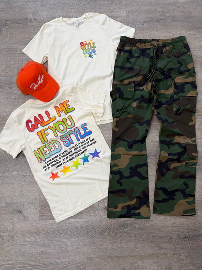 StyleGods Call Me T Shirt Cream\Multi