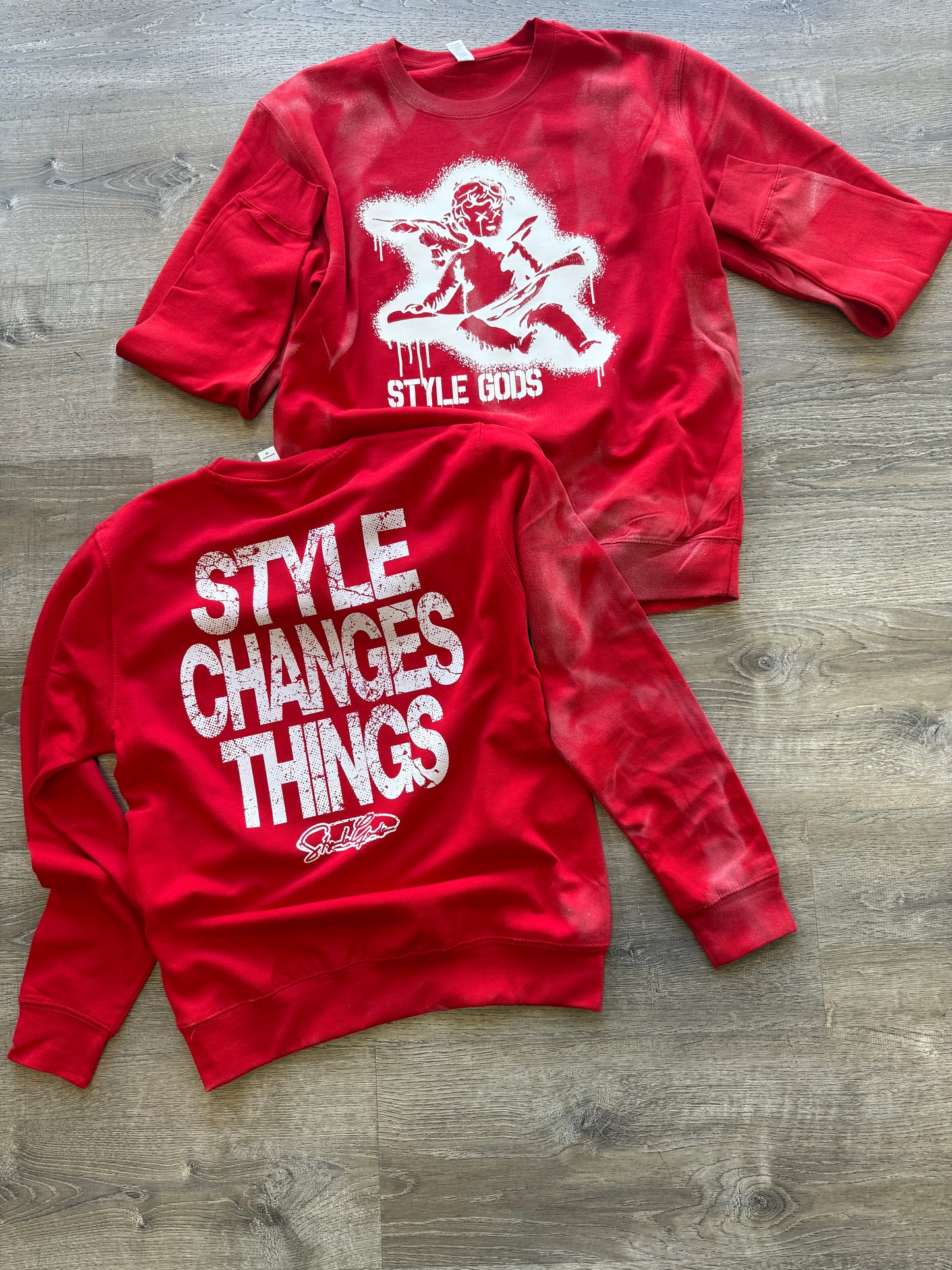 StyleGods Paint Angel  Crewneck SweatShirt - Red