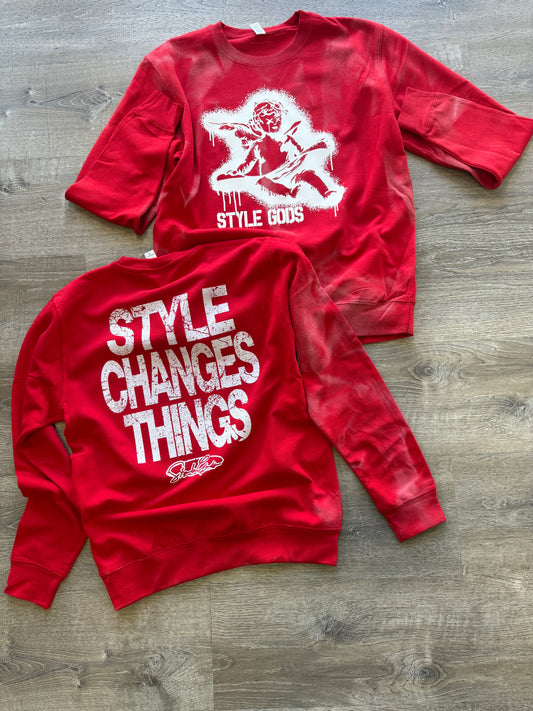 StyleGods Paint Angel  Crewneck SweatShirt - Red