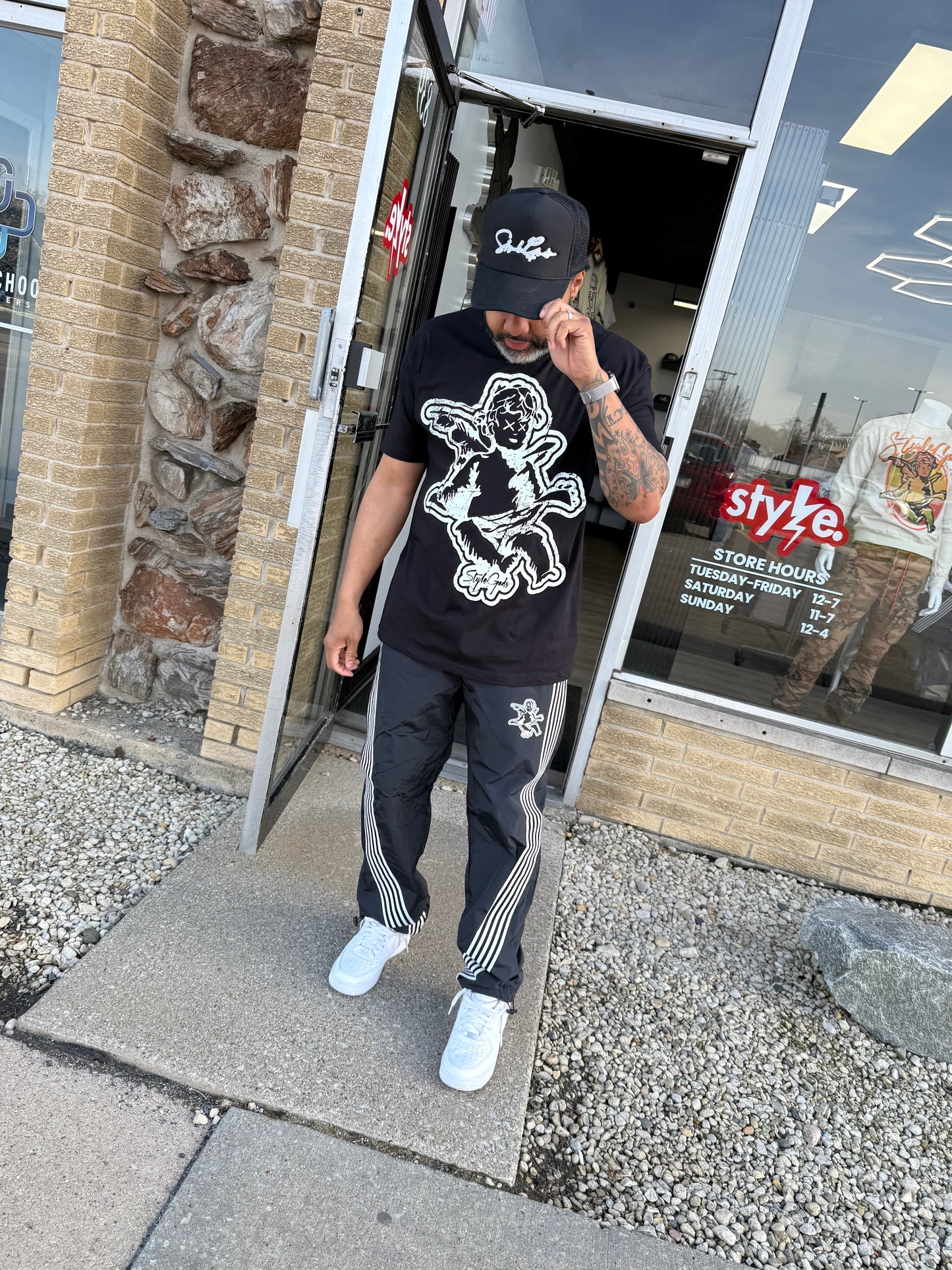 StyleGods Angel Nylon Joggers-Black