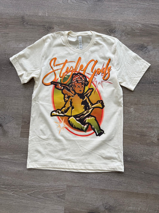 StyleGods Air Brush Angel T Shirt - Vintage Tan