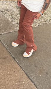 EPTM Fleece Stacked Snap Pants  Brown
