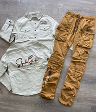 StyleGods Style Script Denim Shirt - Tan