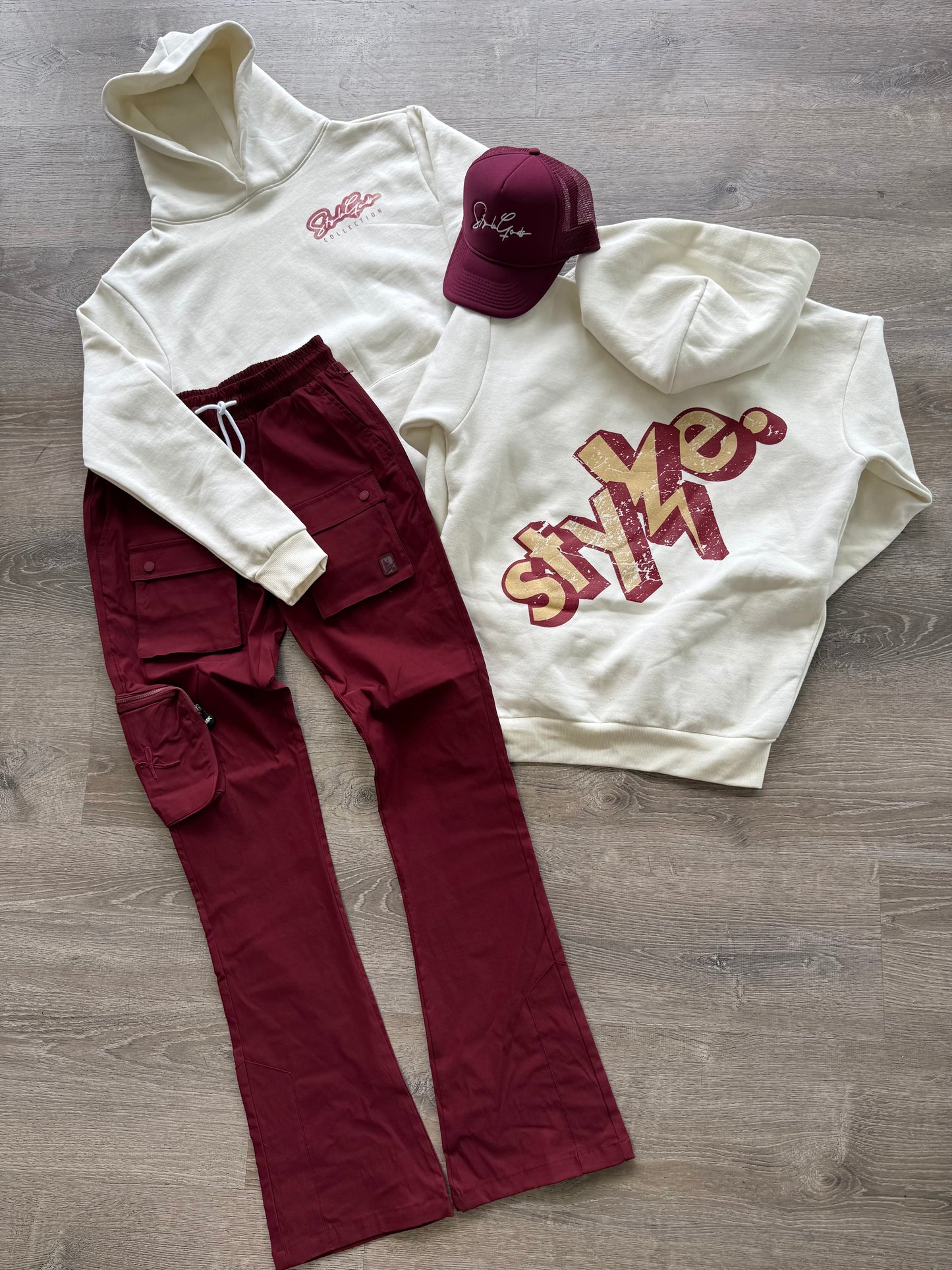 StyleGods Style Hooded SweatShirt - Tan\Maroon