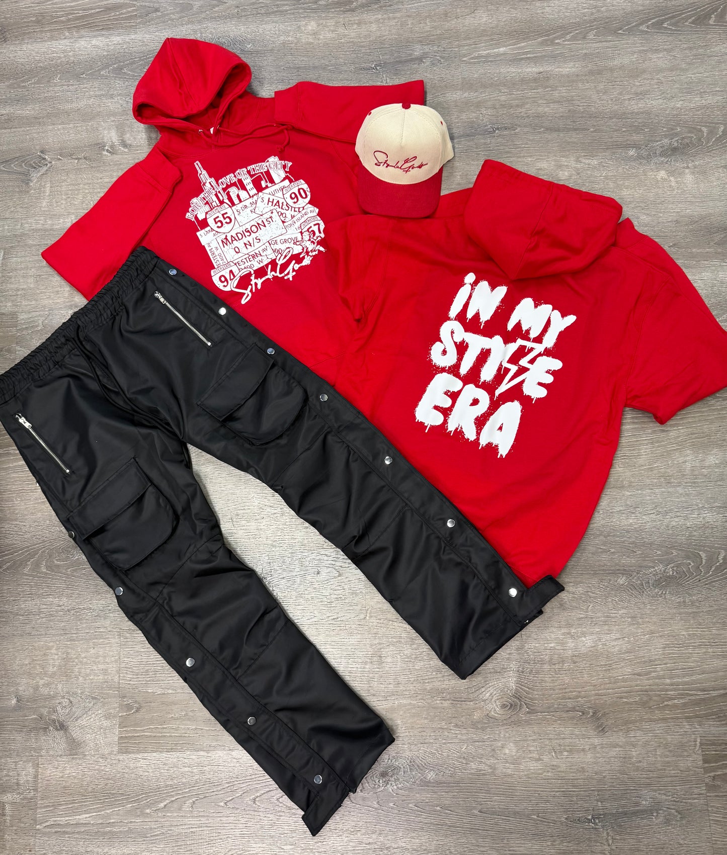 StyleGods City Hooded SweatShirt - Red