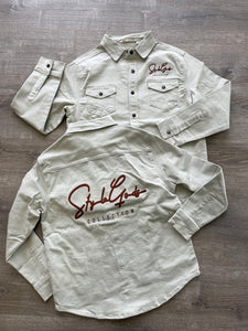StyleGods Style Script Denim Shirt - Tan