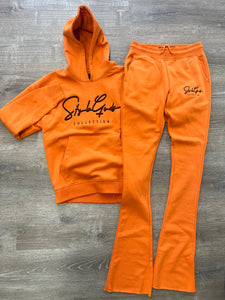 StyleGods Signature Script Stack Jogging Suit - Orange /Brown