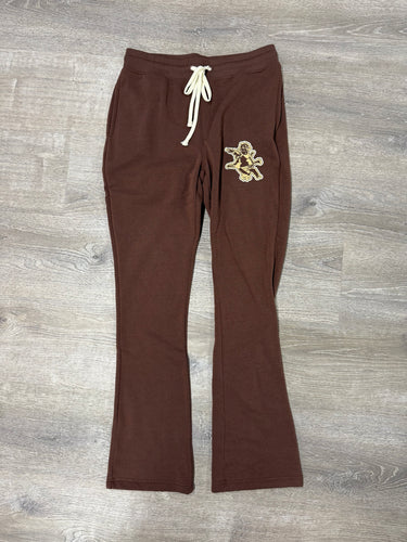 StyleGods Fleece Stacked Joggers  Brown