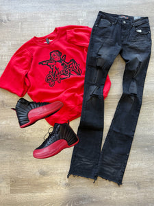 StyleGods Leather Angel Crew - Red\Black