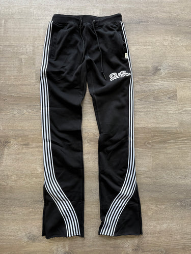 StyleGods Fleece Stacked 5 Joggers  Black\White