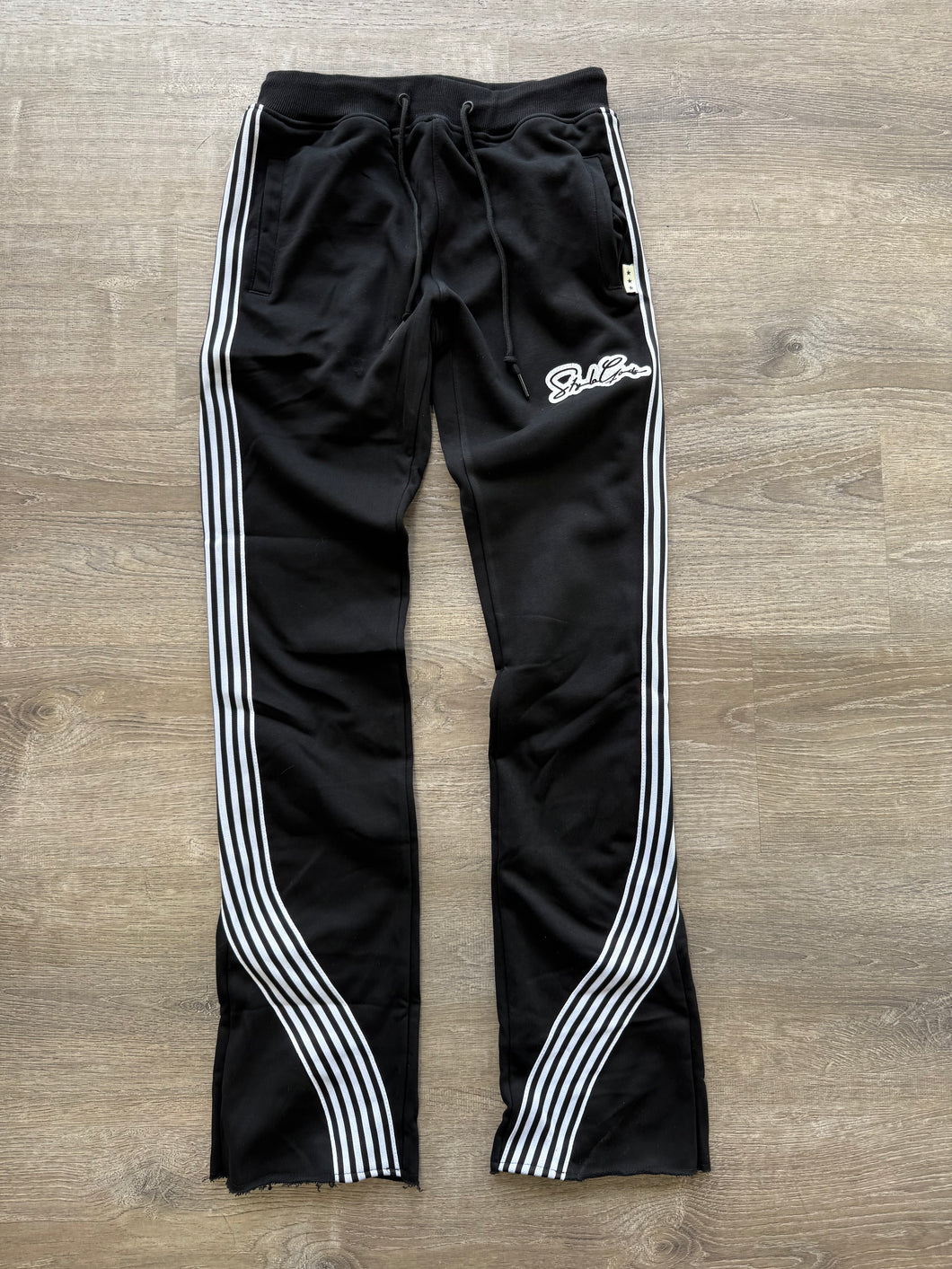 StyleGods Fleece Stacked 5 Joggers  Black\White