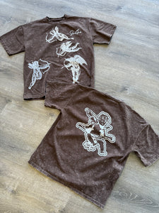 StyleGods Angel T Shirt-Vintage Brown\white