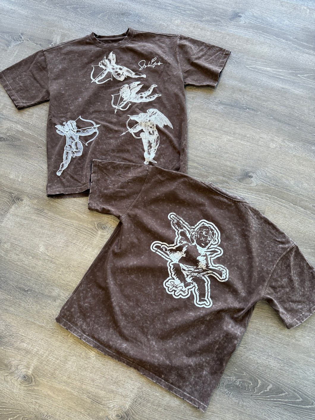 StyleGods Angel T Shirt-Vintage Brown\white