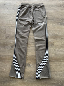 StyleGods Fleece Stacked 5 Joggers- Grey\Black