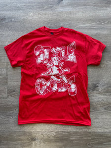 StyleGods Distress Angel T Shirt - Red\White