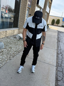 StyleGods Fleece Button up Shirt - Black\Grey