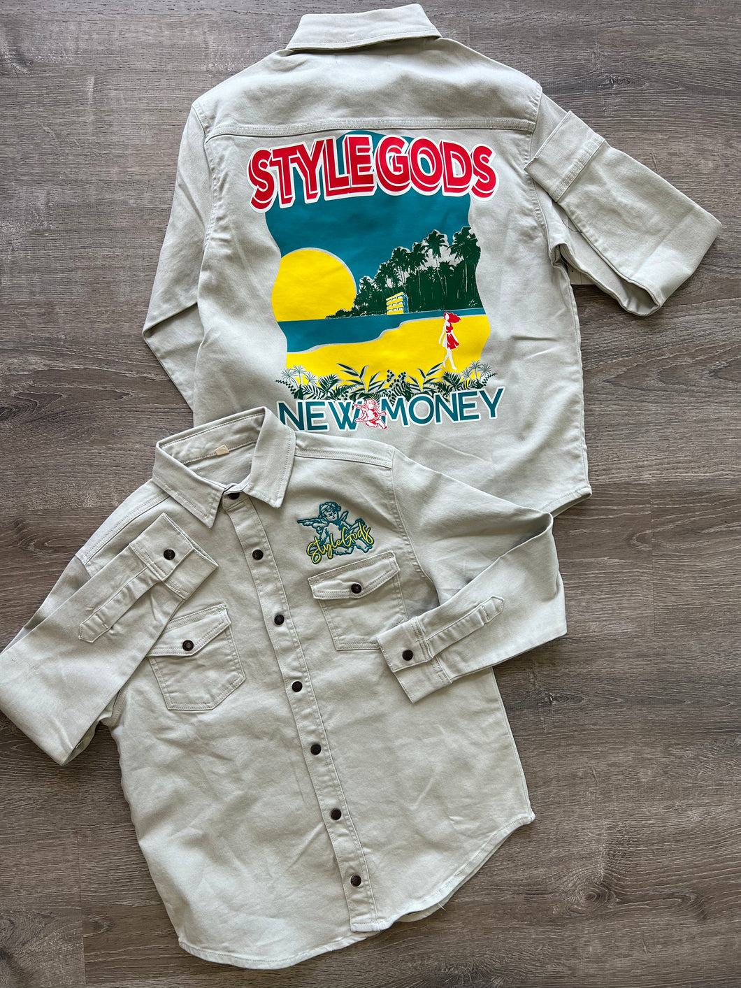 StyleGods New Money Collection Denim Shirt - Tan