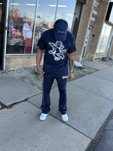 StyleGods STACKED Track Pants- Navy\White