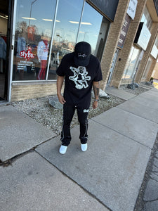 StyleGods STACKED Track Pants- BlackWhite